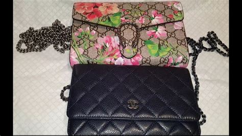 Gucci Dionysus Blooms wallet and Chanel WOC 